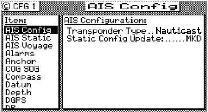Fig 1.07 AIS Configuration Screen Fig 1.