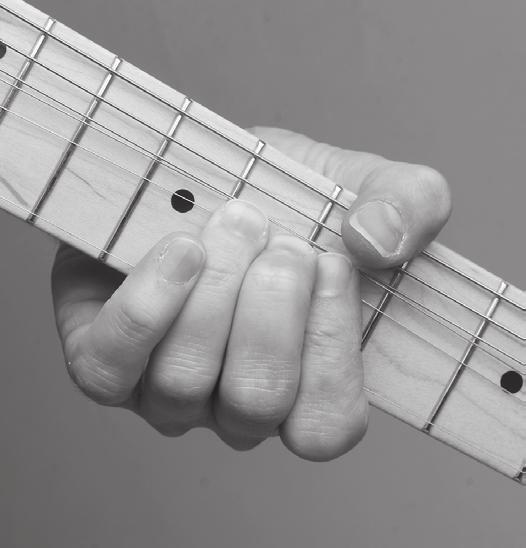 is least often employed. Multiple fingers are often used to push a string up to the target pitch.