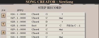 r) At bar 21 select the breve icon and play an F major chord. s) At bar 22 select the minim icon and strike a Dm7 chord - then change to the crotchet icon to complete the bar with a G7 chord.