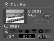 141 Selecting All Images 1 After selecting in Step 1, use the button to select [Mark all] and press the FUNC./SET button. 2 Use the button to select [Mark all], press the FUNC./ SET button.