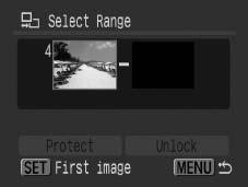 155 [Select] 3 Protect the image. 1. Use the or button to select an image to protect. 2. Press the button. Pressing the FUNC./SET button again cancels the setting.