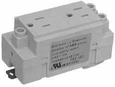 SNA Terminal Rail mounted receptacle Description Packaging Catalog number DIN rail mounted duplex receptacle 1 1SNA892461R1500 1SNA892461R1500 Technical data Electrical ratings Volts: 125 Amps: 15