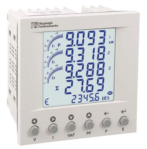 communication option Auto and manual page scrolling Product Description Displayed Parameters The RI-F200 series are a range of DIN 96 panel mounted multifunction energy meters.