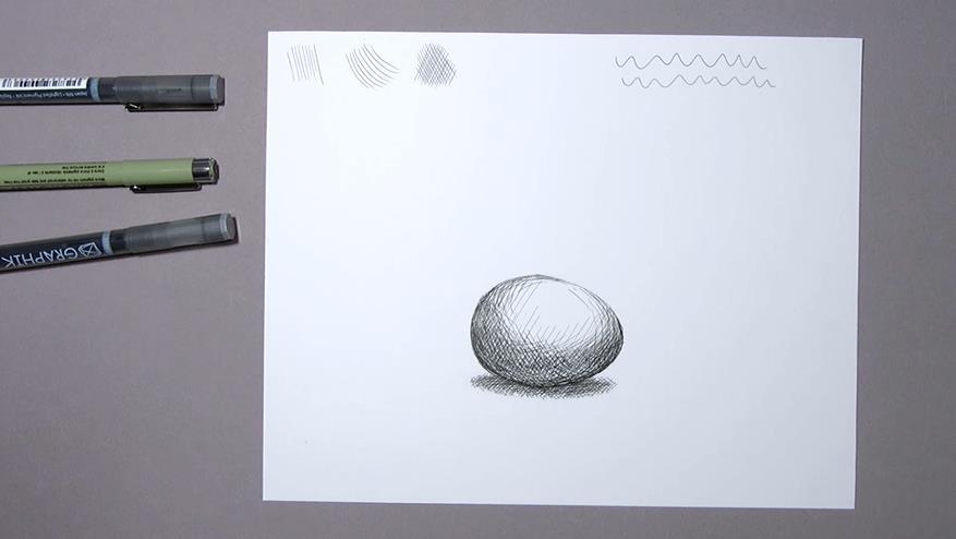 shade it with the 3 hatching techniques I demonstrated. I m using both my gray and black pen because I find that having both colors gives me a little bit more versatility.