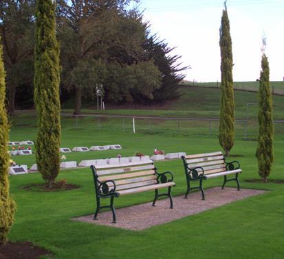 MEMORIAL SEATS In keeping with the natural setting of Carinya Gardens Cemetery, the garden benches are made of unfinished jarrah and wrought iron.