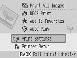 Print Settings You can set print-related items, such as date on/off, bordered/borderless, or print layout.