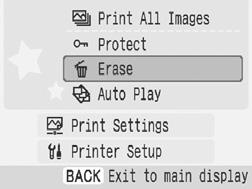 Erase Erase favorite images added to the printer (or printing history). You can select this function when the print mode is Favorite or Reprint.