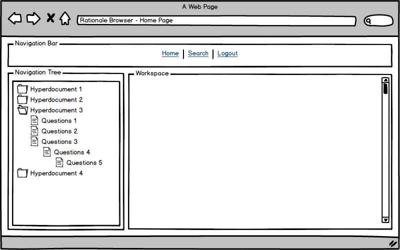34 Figure 9. An early mock-up of home page View Conversation By selecting a question item in the list (presented in navigation tree), the user is able to view the entire conversation in QAR format.