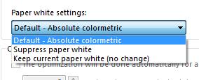 Color Optimization Select paper white settings Absolute