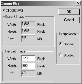 SAVING IMAGES RESIZING AN IMAGE TO BE SAVED To resize the displayed image, click the image-size button. The image size window will open. Enter the new width or height value in the text boxes.