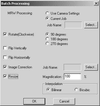 BATCH PROCESSING Multiple images can be processed and saved at one time. Highlight the images to be processed on the thumbnail display and then select the batch-processing option from the tools menu.