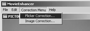 FLICKER CORRECTION The Movie Enhancer can minimize flicker in 640 X 480 (VGA) or smaller movie files.
