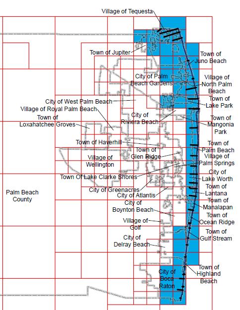 Southeast FL Coastal Study Palm Beach County Scope of Work Shoreline Miles Estimated WHAFIS