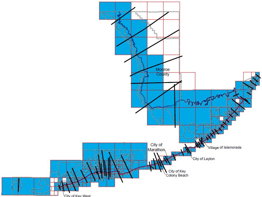 Southeast FL Coastal Study Monroe of Work Shoreline Miles Estimated WHAFIS Transects