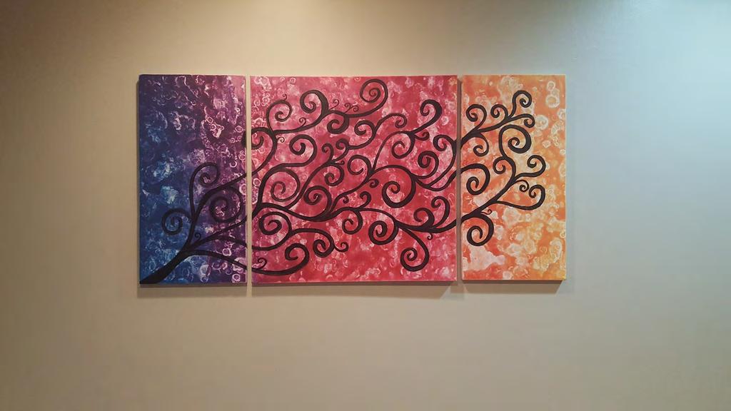 Untitled 3 Piece Set 2-12x24 Pieces & 1-24x24 Piece Purple, Plum, Blue, Turquoise, Holiday Red, Bright Red, Pink,