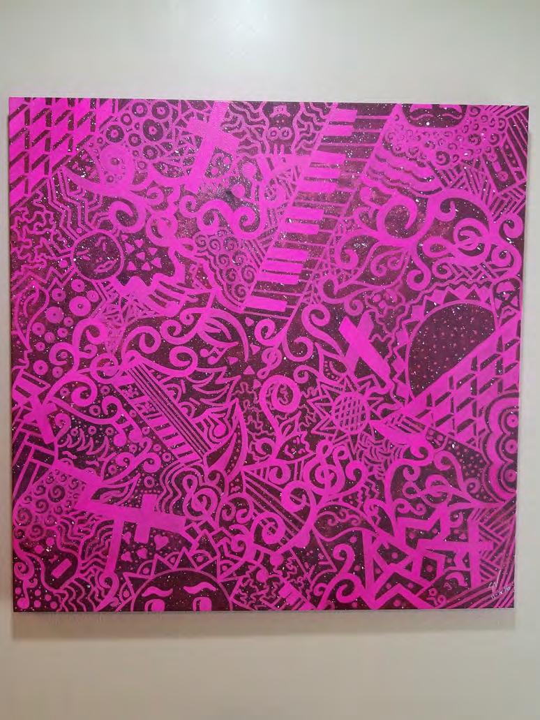Random Thoughts II 24x24 Acrylic Paint Pink, Purple,