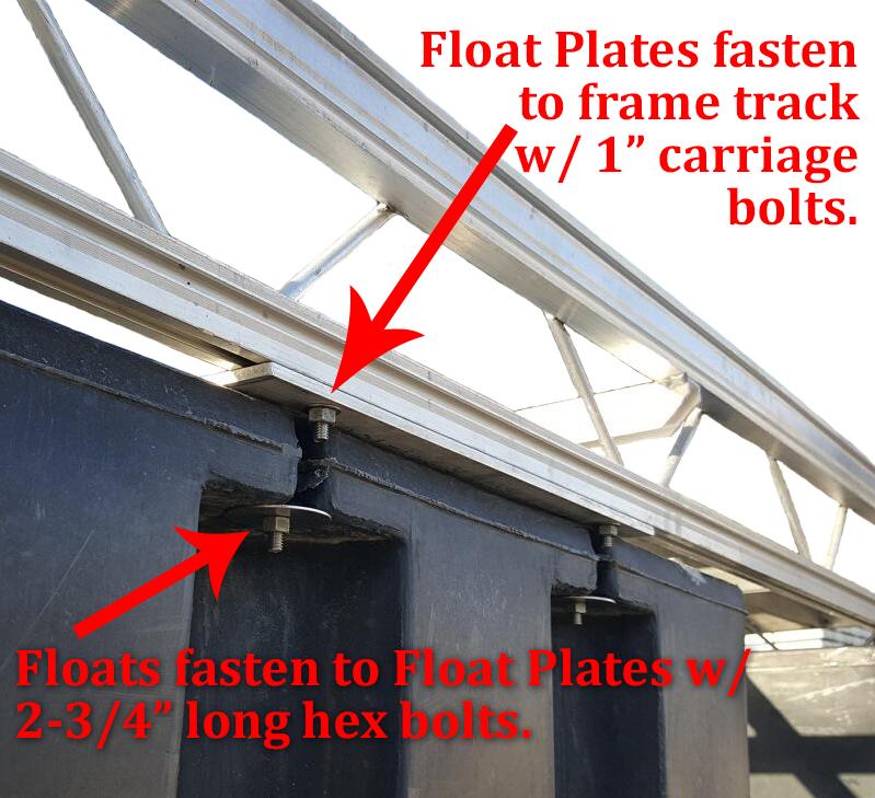 Each float will use 2 Float Plates. Each Float Plate has 4 holes.