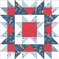 Draw a diagonal line from corner to corner on the wrong side of an assorted print 5" square. With right sides together, place an assorted print 5" square on top of a Riley white solid 5" square.
