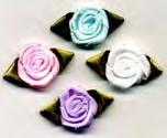 PACK OF 10 80p RIBBON ROSE PRETTY RIBBON ROSES WITH RIBBON LEAVES.