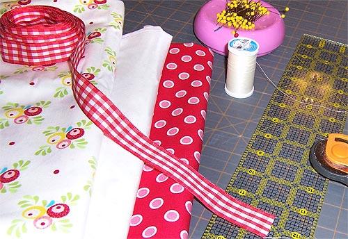 lining fabric for the lining panels 9 yards of 1" ribbon