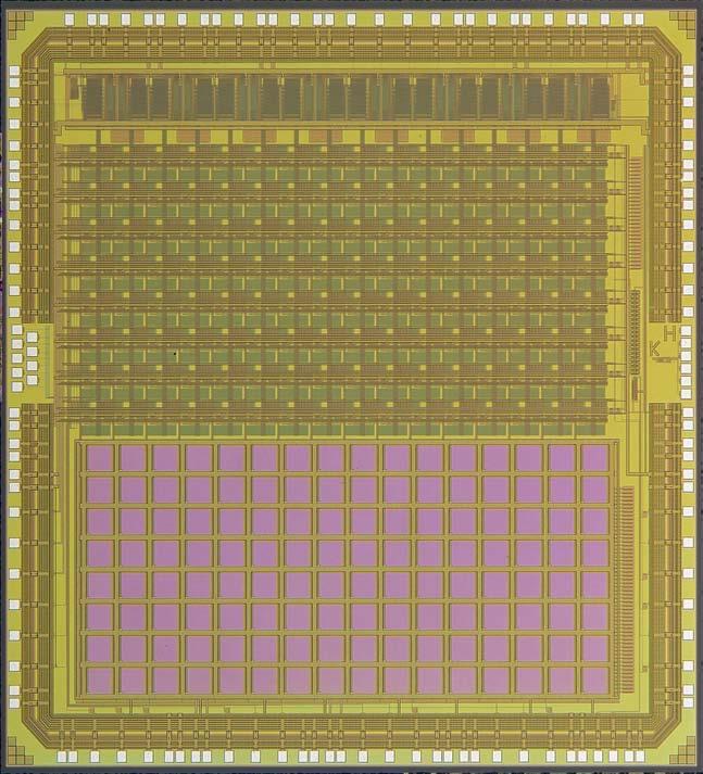 Chip Characteristics 8x16 Pixel Array 128 channel ADC DSP SIMD Array Ramp 0.18µm CMOS (CIS) process 5mm x 5mm (492K transistors) 8 x 16 pixel array (230µm sq.