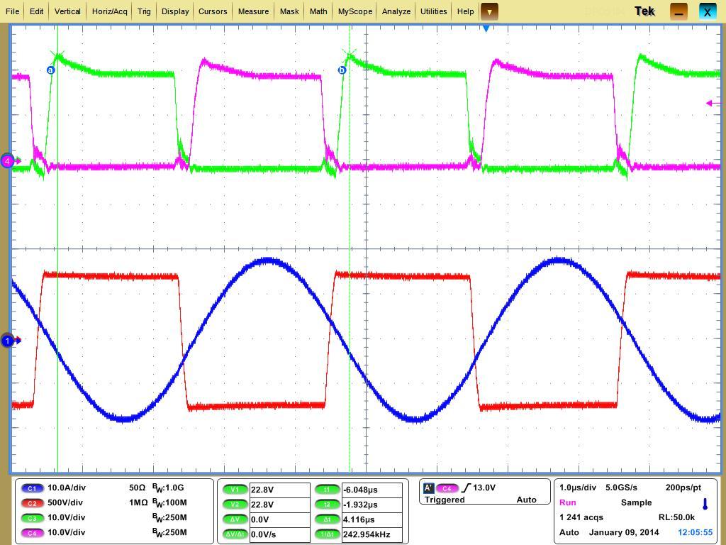 Vab(500V/div) Rise time 1us/div Body diode conduction current