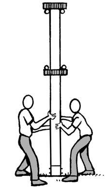 Pole Assembly Top hub Bottom Hub See Figure b Figure a 7 5 8 9 0 Ground Sleeve 0 Figure 2a 2 Hub on Pole Assembly 8 9 Figure b STEP 2 Using extension ladder, install rafters to top hub with 3/8 x 3/4