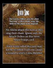 Alien Uprising Event Cards: The deck of Event cards reveal the changing conditions of the battle and planet that the crew must deal with during the game.