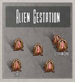 The Alien Gestation Board is used to track the passage of time of gestation for the aliens as the battle rages around the crashed ship.