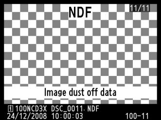 If the reference object is too bright or too dark, the camera may be unable to acquire Image Dust Off reference data and the message shown at right will be displayed.