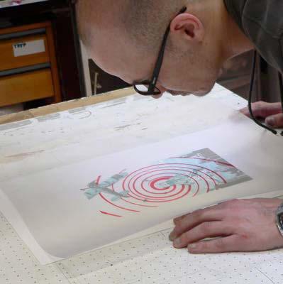 Preparation: Screenprint is notoriously hungry for space so make sure that before you start printing there is enough room for all the things needed: inks paper screen and hinge board squeegee drying