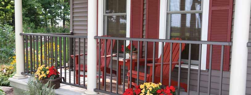 These designs are accented with a stylish top rail and 3/4" square or round balusters along with a variety of satin, textured, and multi-colored finishes, and a