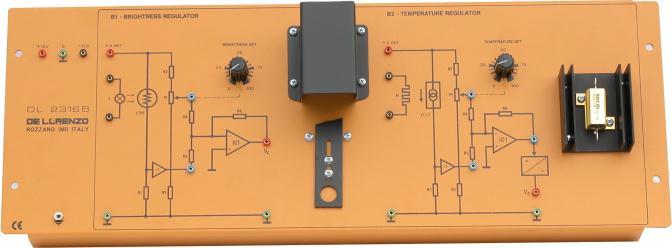 Light and Temperature Control DL 2316B This board contains two independent systems, for the control of the light and of the temperature respectively, each one complete with reference block, error