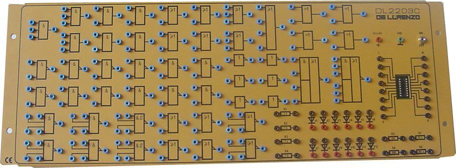 DIGITAL ELECTRONICS Combinatory Logic DL 2203C This board allows the study of the following combinatory circuits: adders, subtractors, multipliers, code converters, multiplexers and demultiplexers.