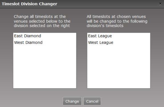 Change Teams' Divisions How to Access: Select Tools Change Teams' Divisions.