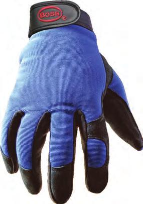 polyester/spandex back Fourchette fingers Double stitched thumb & index finger Sizes: M-X
