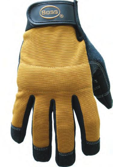 All-purpose and abrasion resistant Padded knuckles Terry cloth brow wipe Sizes: M-X Padded