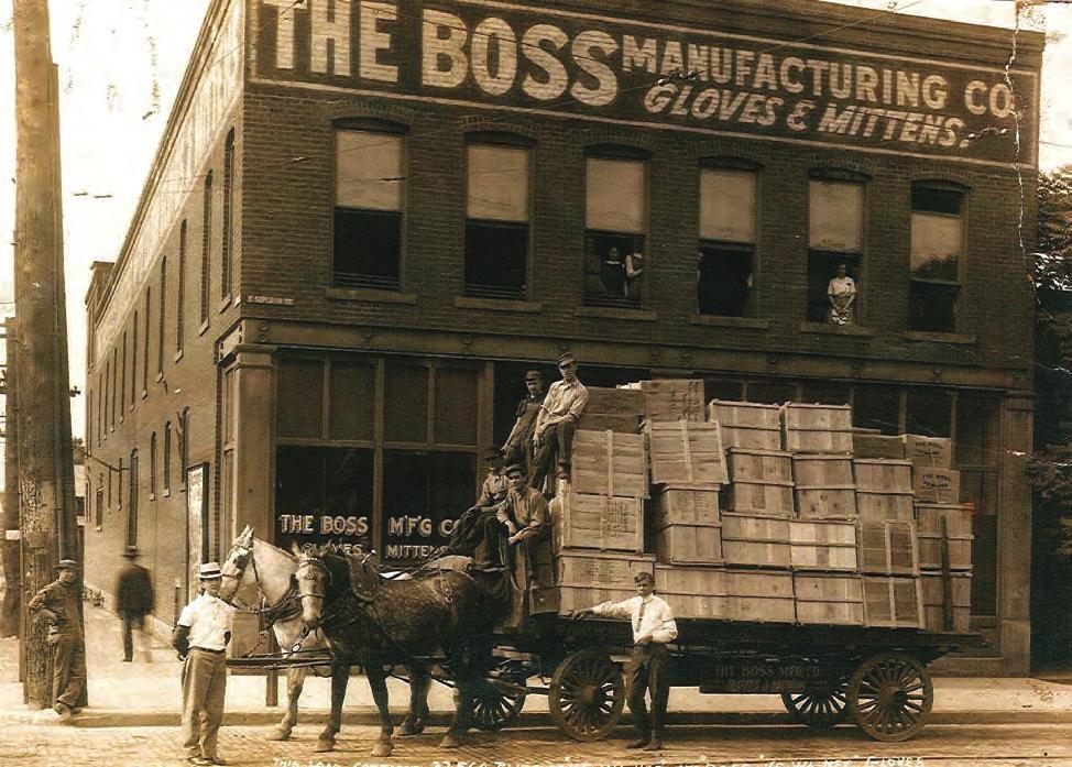 HISTORY OF BOSS Watch a video of our history! Boss workers pose with a load of 37,650 gloves outside a factory c.1915.