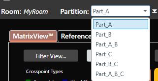 Multiple Room Partitions When a project file has multiple room partitions, the AEC references for each combination of partitions have to be configured separately.