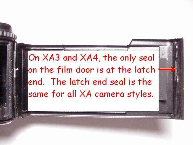 The XA may have seal material running along the top side of the film door all the way to the end of the door, or it may be like the XA1 and XA2 and this seal may stop around the film pressure plate.