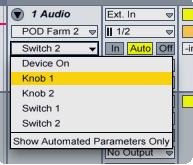 POD Farm 2 Advanced User Guide - POD Farm 2 Plug-In The assigned Automation Slots we configured now appear in the Live Control Chooser list as automatable parameters The Ableton Live track Control