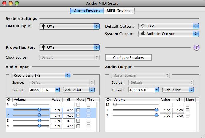 POD Farm 2 Advanced User Guide Using Your Line 6 Hardware Setting Mac OS X to use your Line 6 hardware as the Default Audio Device These settings are made within the Audio MIDI Setup utility, found