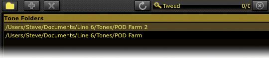POD Farm 2 Advanced User Guide - POD Farm 2 Plug-In Source Folder Configure Button - If you want to configure the Source Folder contents, so that the Presets View can display other Tone presets you