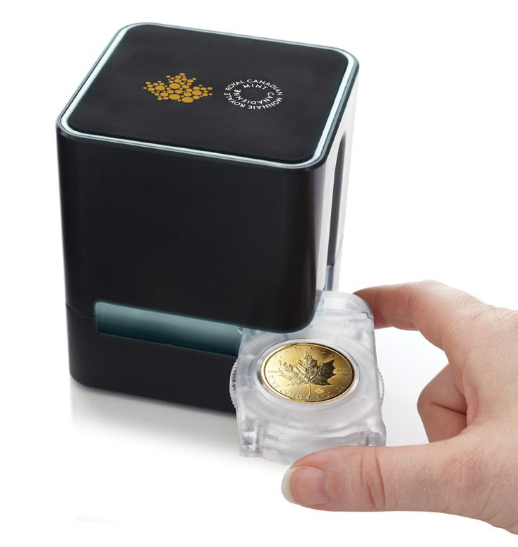 THE BULLION DNA AUTHENTICATION UNIT For the past several years, the Royal Canadian Mint has micro-engraved gold and silver Canadian Maple Leafs with an anti-counterfeiting mark.