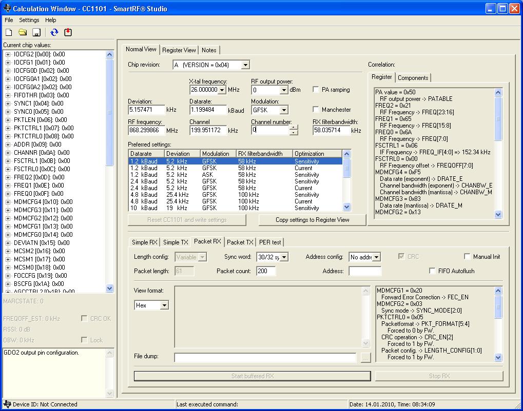 9 Configuration Software CC1101 can be configured using the SmartRF Studio software [8].