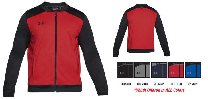 00 UA CHALLENGER II TRACK JACKET Durable knit fabric is light, tough and durable. Bomber-inspired cuffs, collar, hem.