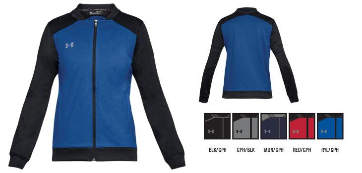 UA WOMEN'S CHALLENGER II TRACK JACKET Durable knit fabric is light, tough and durable. Bomber-inspired cuffs, collar, hem.