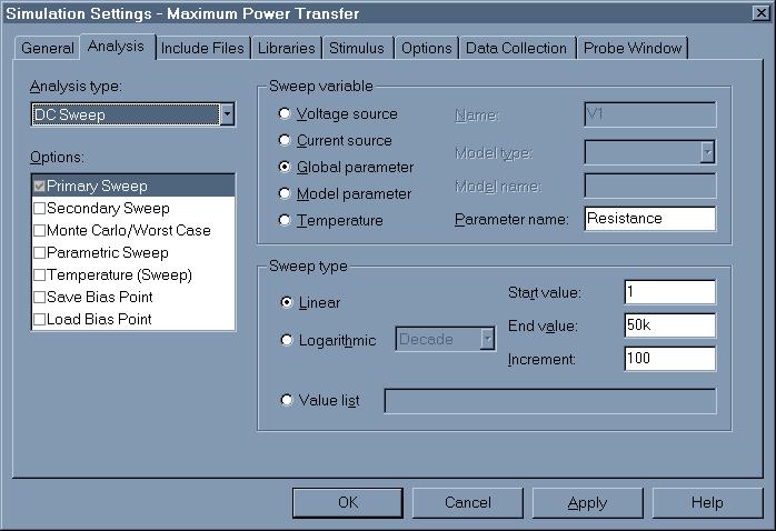 Version 1.1 23 of 33 58. When finished, click on OK. Title Block Figure 21. Simulation Settings - Maximum Power Transfer.