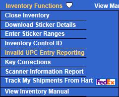 INVALID UPC ENTRY ALL Invalid UPCs recorded during the inventory MUST be entered via the ZRS/ Hart website.