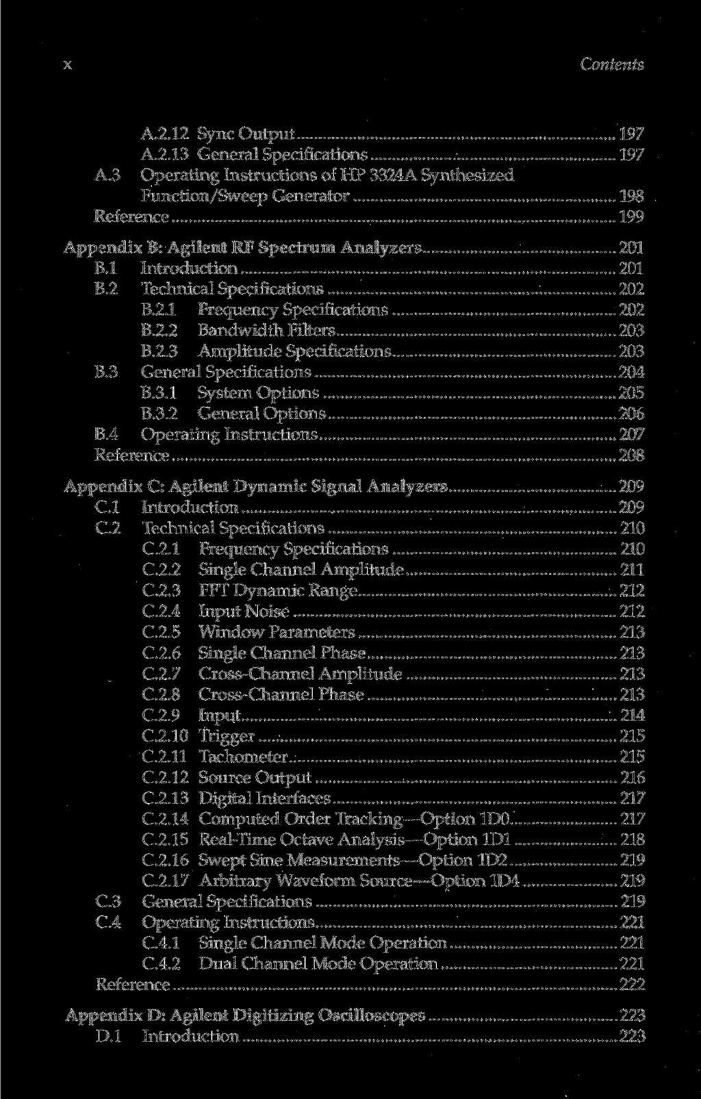 x Contents A.2.12 Sync Output 197 A.2.13 General Specifications 197 А.